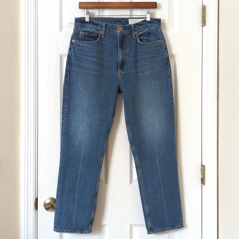 Rag & Bone Wren High Rise Slim Fit Straight Leg Ankle Cropped Jeans Huntley 29